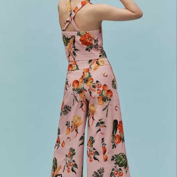Maeve Pink Vegetable Print Wide Leg Pants - Picture 2 of 7